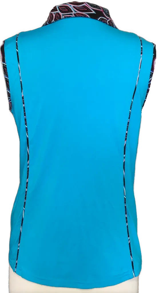2nd Girl Golf Turquoise Sleeveless Polo w/ Print Trim Size M