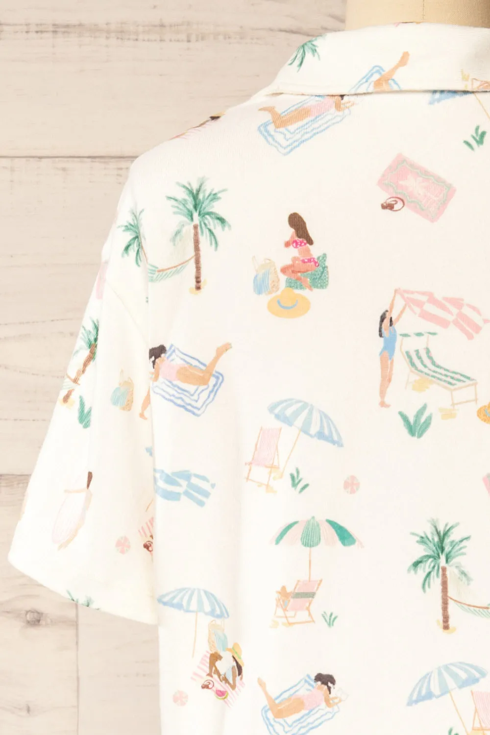 Abomey | Button-up Top w/ Beach Print