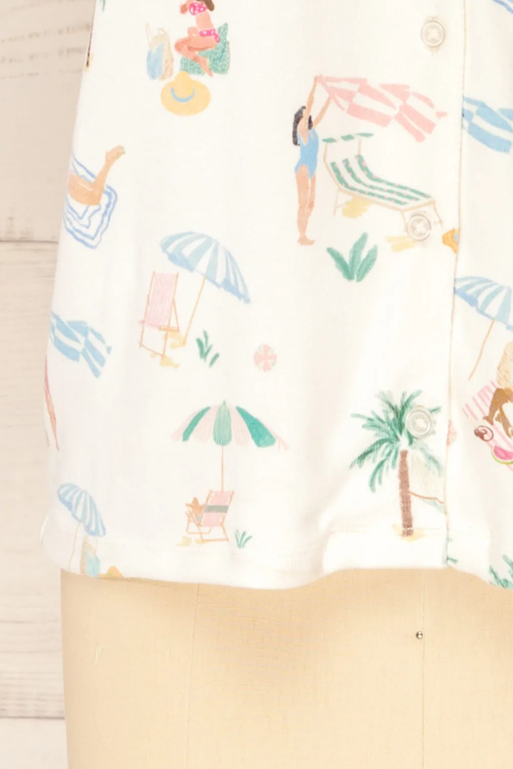 Abomey | Button-up Top w/ Beach Print