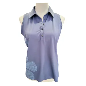 Adidas Climacool Blue Gray Striped Floral Graphic Sleeveless Polo Size M