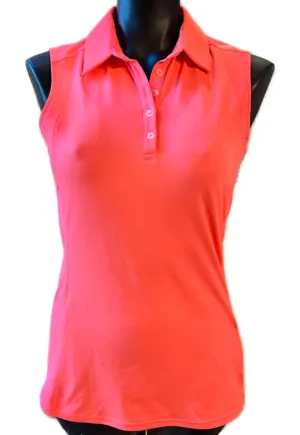 Adidas Golf Women's Hot Coral Sleeveless Golf Polo Size S