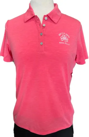 Adidas Women's 4 Button Heather Coral Short Sleeve Golf Polo Size S MSP$60