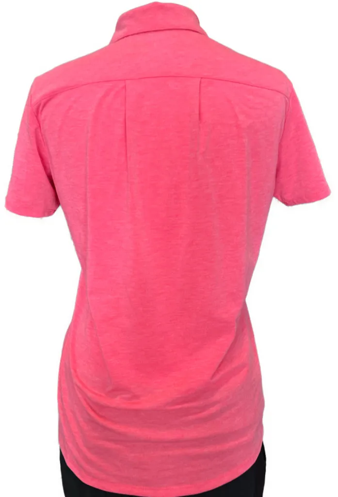 Adidas Women's 4 Button Heather Coral Short Sleeve Golf Polo Size S MSP$60