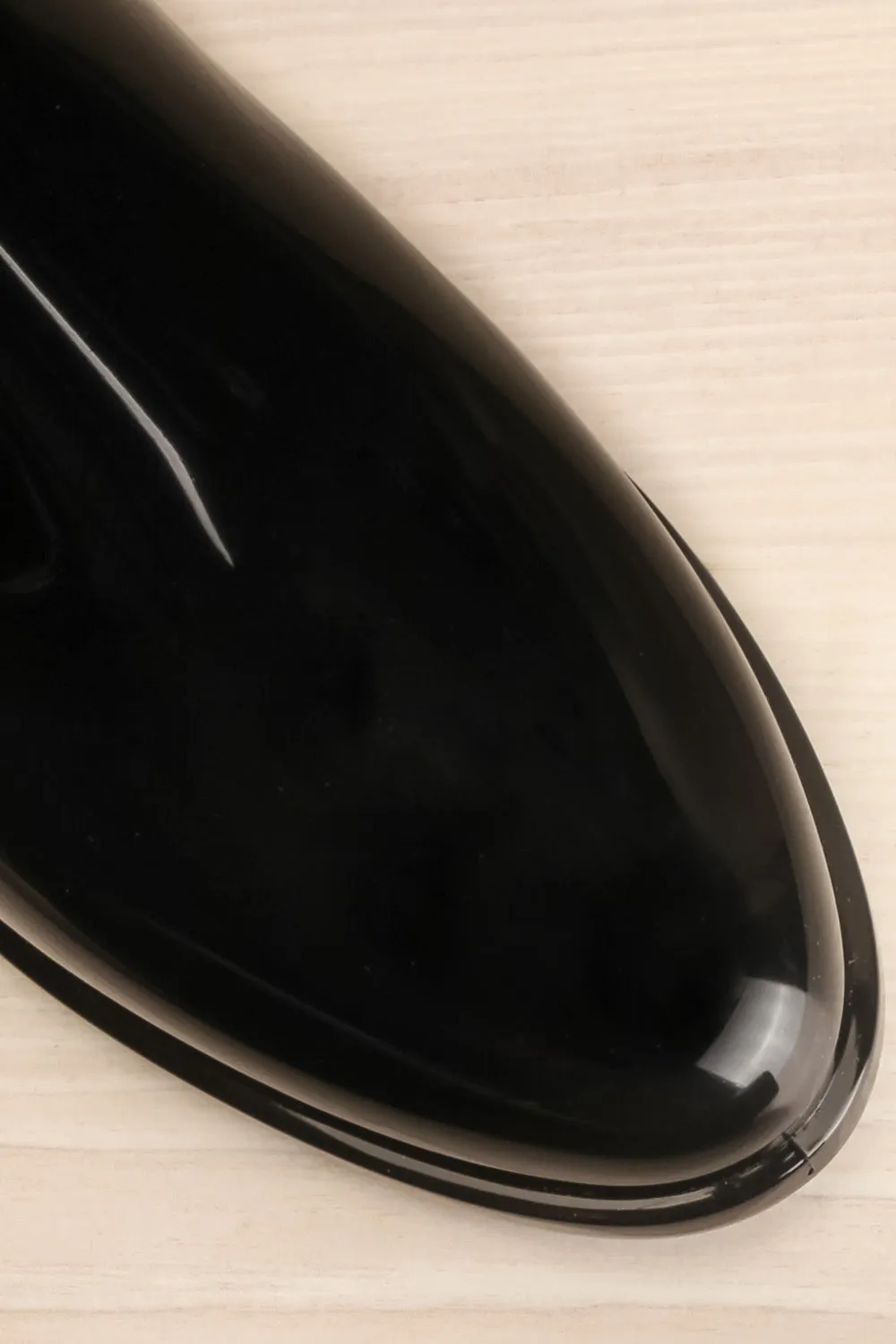 Ainea | Black Glossy Ankle Rain Boots