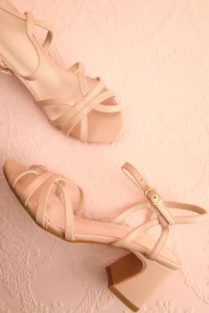 Ajourne | Strappy Beige Heeled Sandals