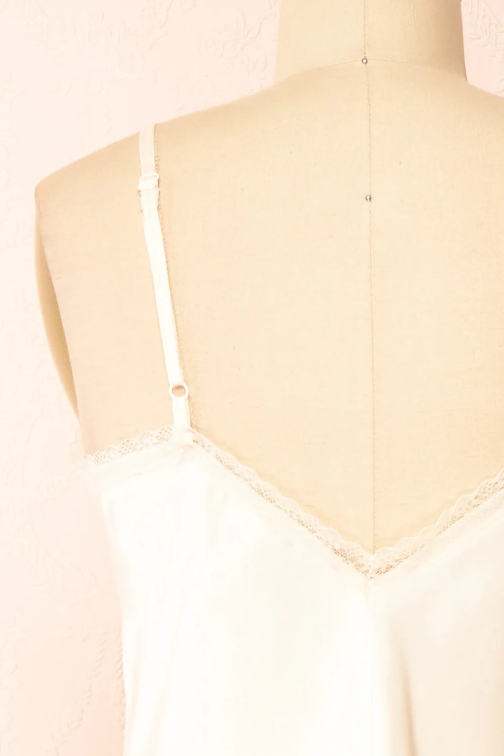 Alexa Ivory | Satin Cami Top w/ Lace Trim