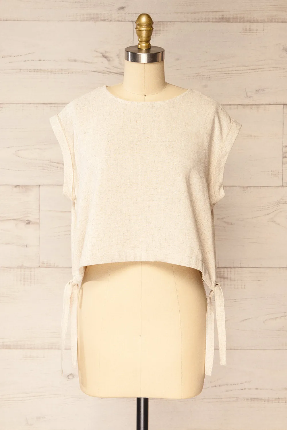 Alexiane | Beige Crop Top w/ Adjustable Waist