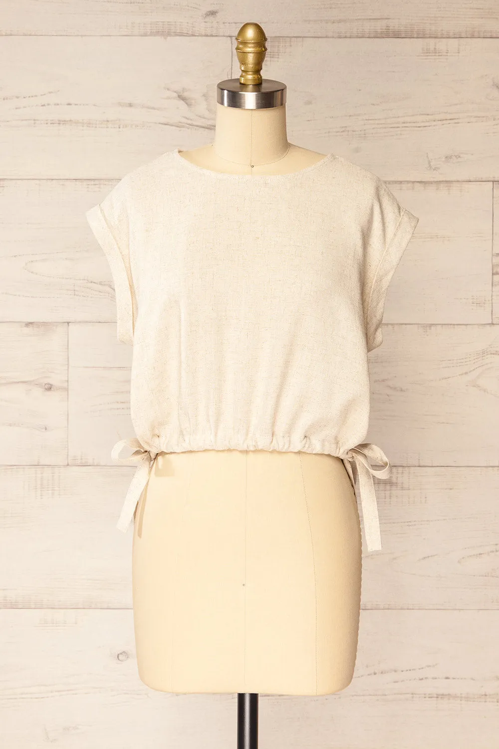 Alexiane | Beige Crop Top w/ Adjustable Waist