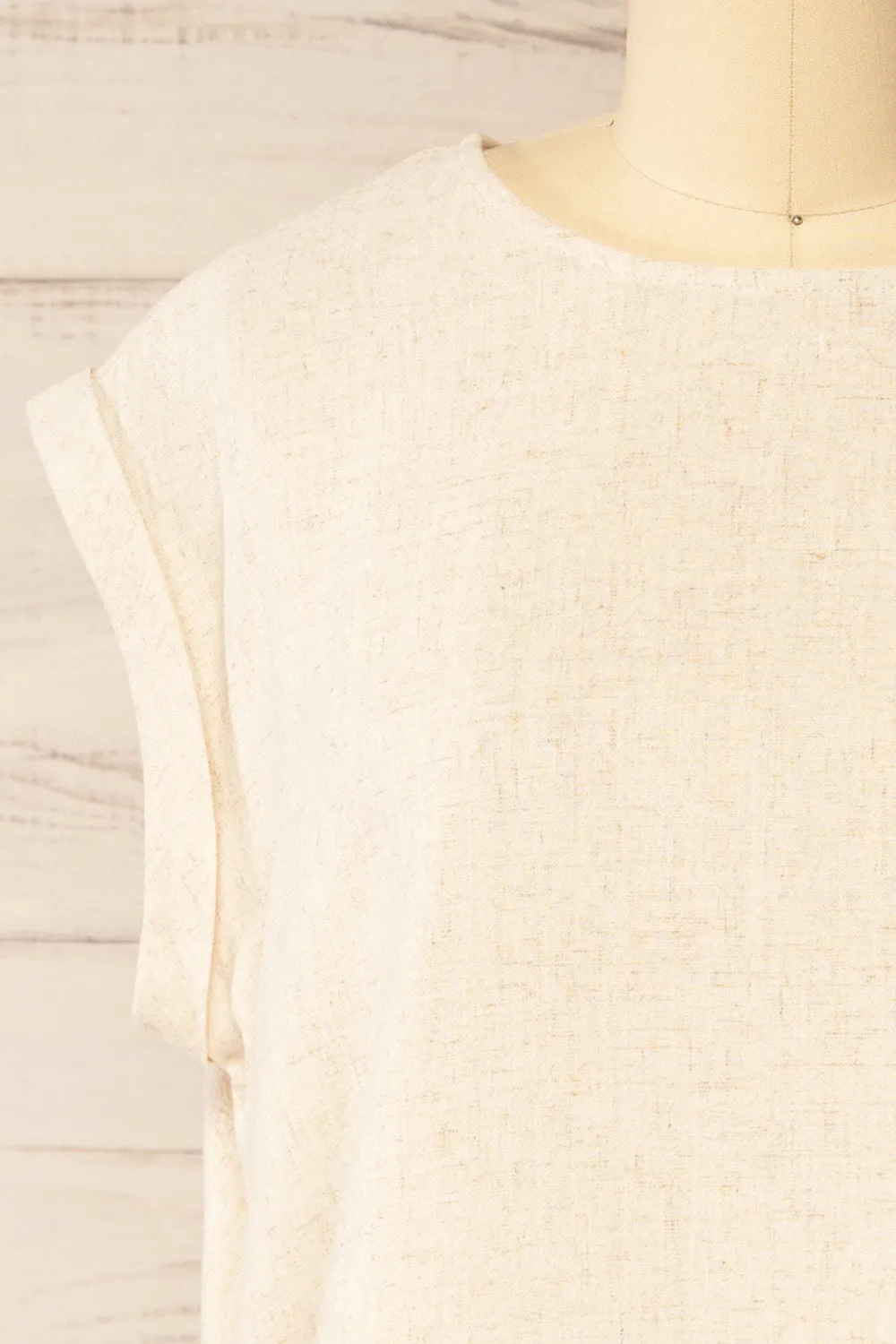 Alexiane | Beige Crop Top w/ Adjustable Waist