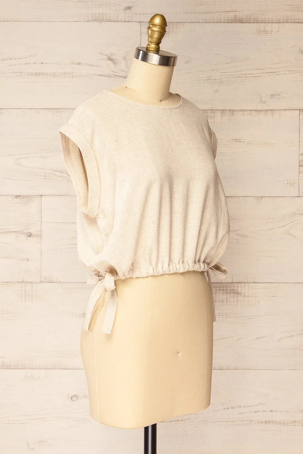 Alexiane | Beige Crop Top w/ Adjustable Waist
