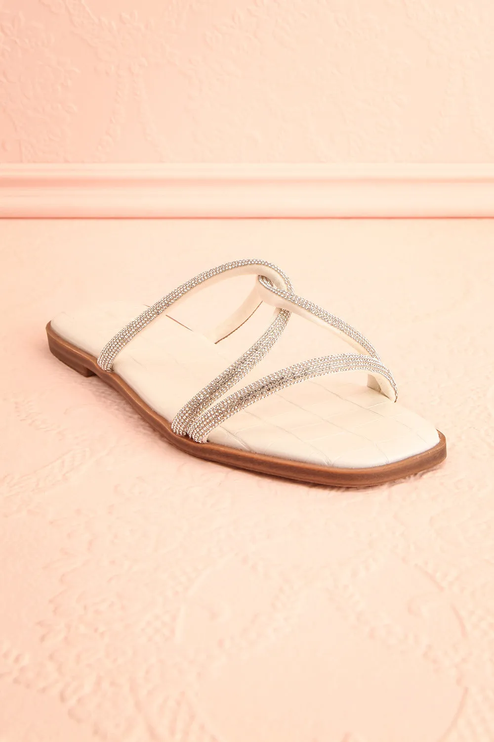 Alvera | Flat Sandals w/ Rhinestone Straps
