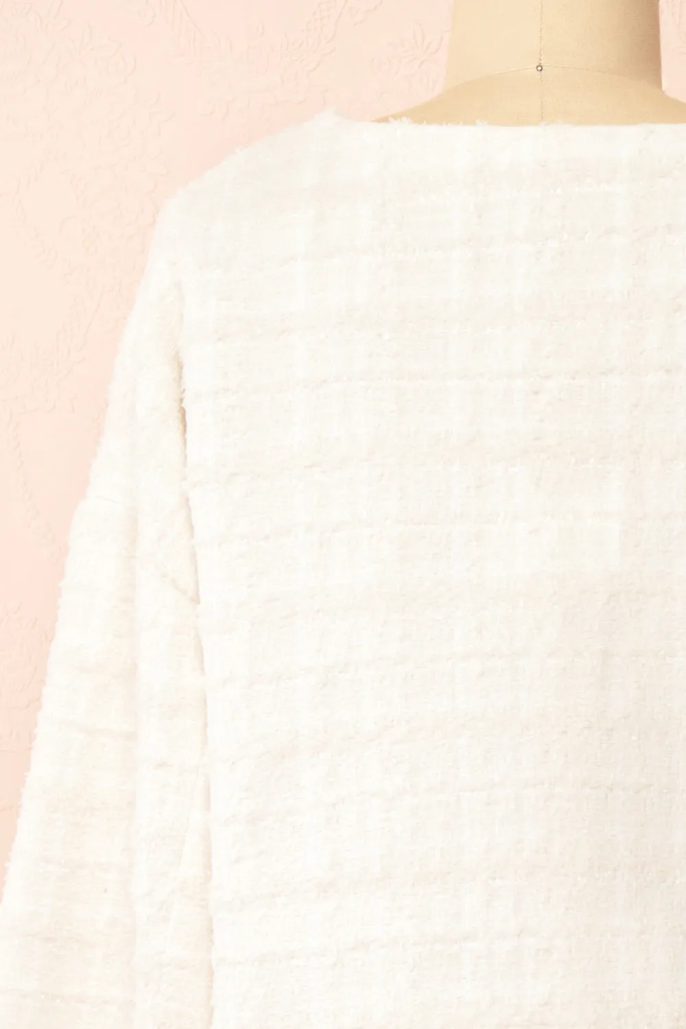 Anissa | Jewel Button-Up Ivory Tweed Jacket
