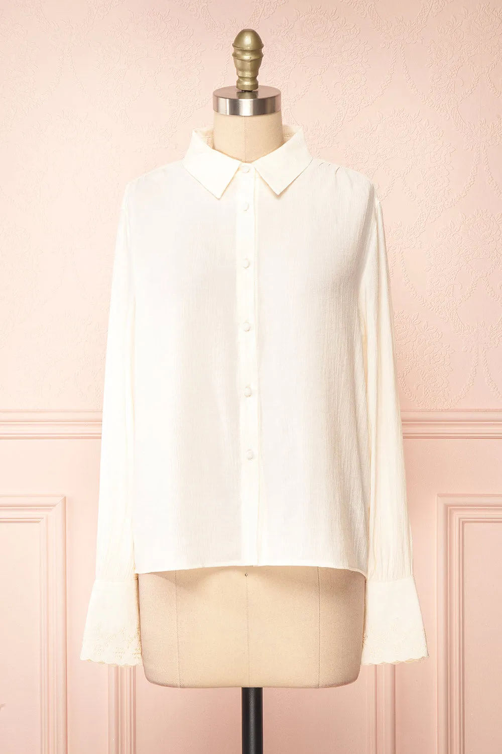 Annabelle | Button-Up Blouse w/ Embroidery