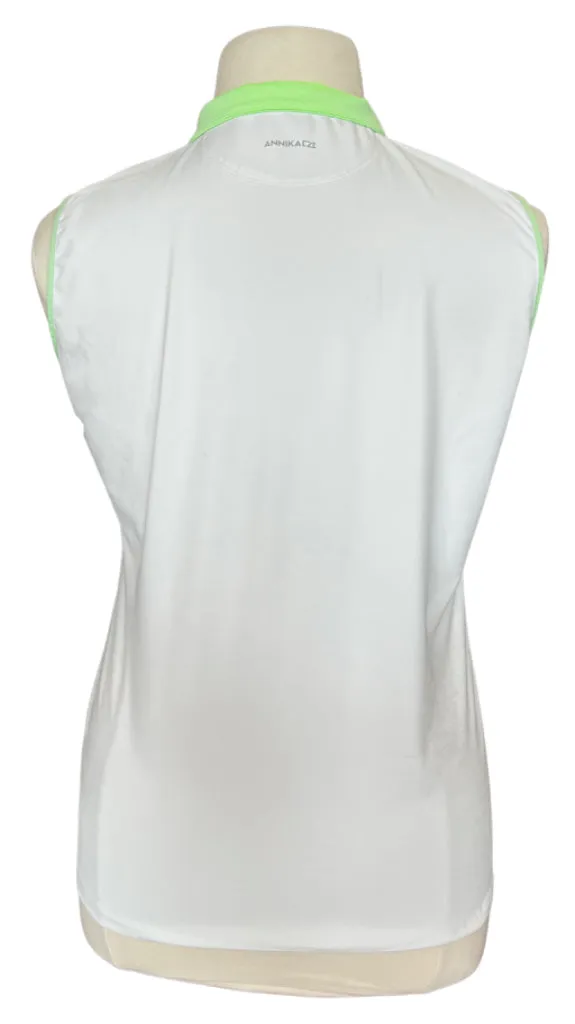 Annika by Cutter & Buck Lime Green and White 1/4 Zip Sleeveless Polo Size XL MSP$80