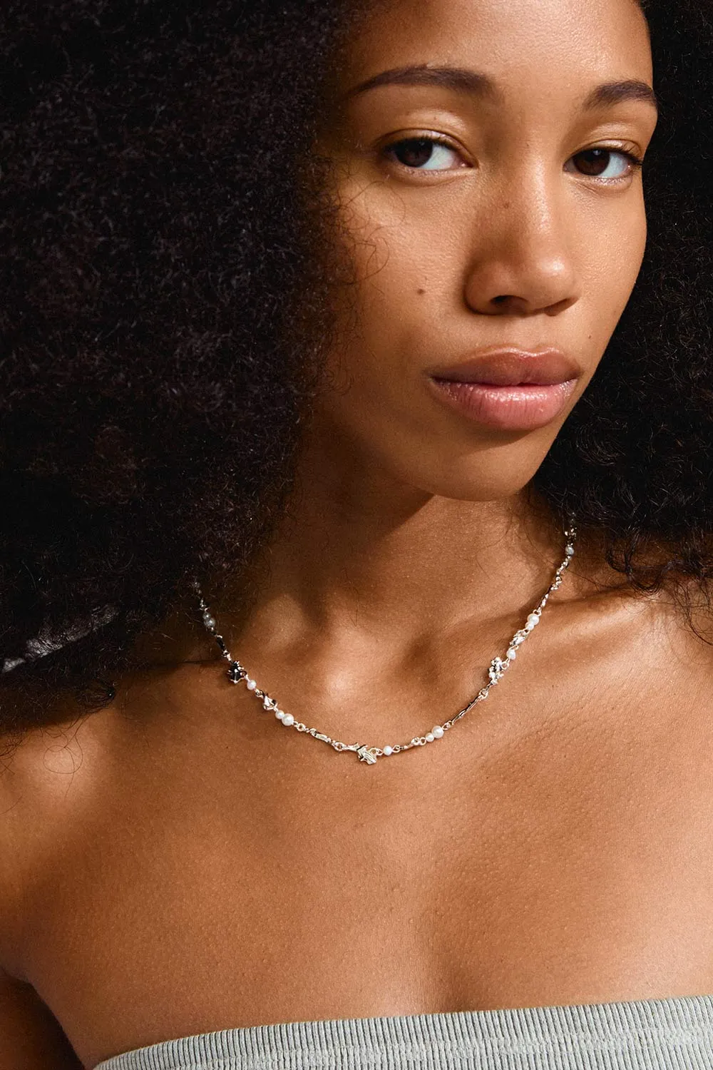 Arzano Silver | Organic Necklace w/ Pearls & Beads