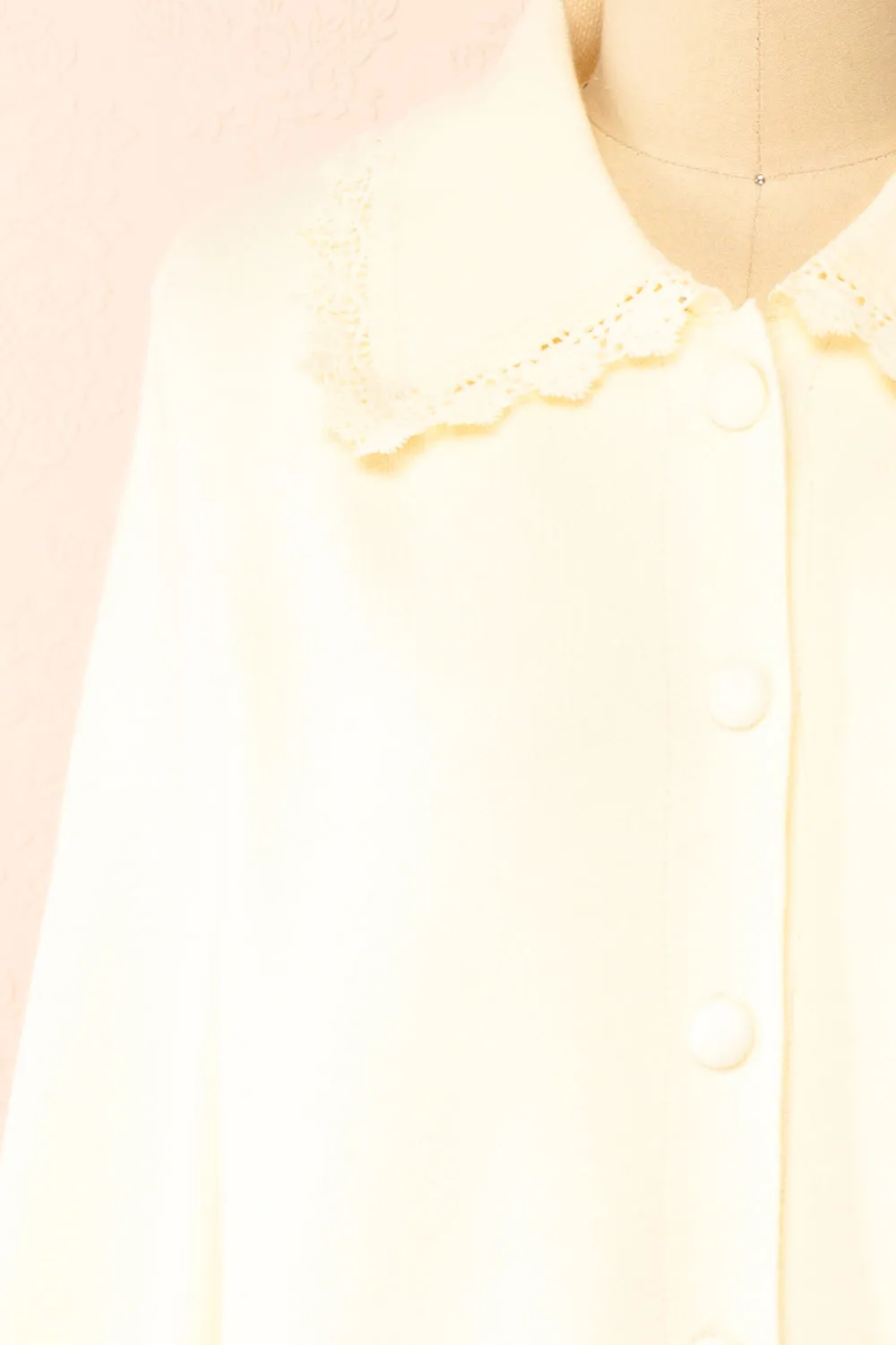 Athenais | Cream Cardigan w/ Lace Trim