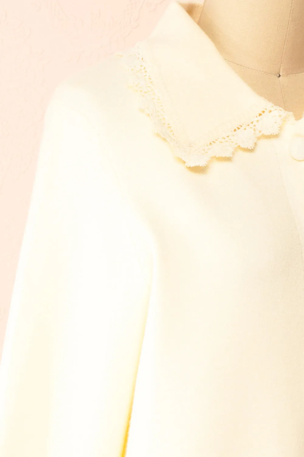 Athenais | Cream Cardigan w/ Lace Trim