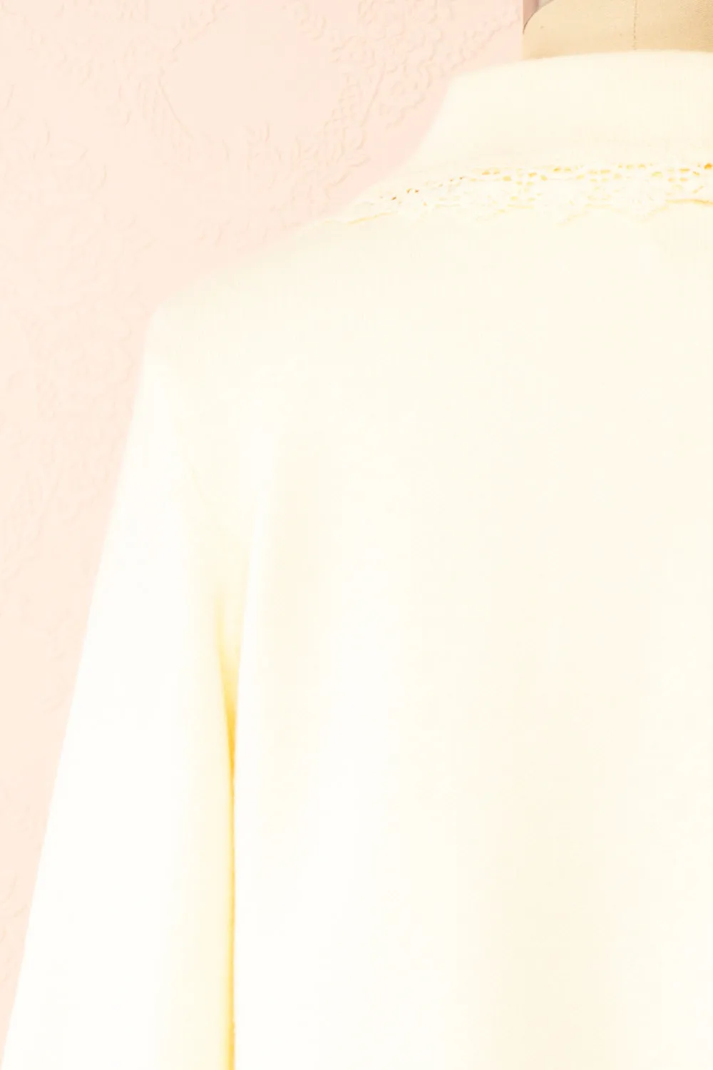 Athenais | Cream Cardigan w/ Lace Trim
