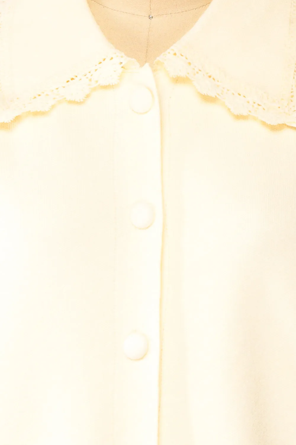 Athenais | Cream Cardigan w/ Lace Trim