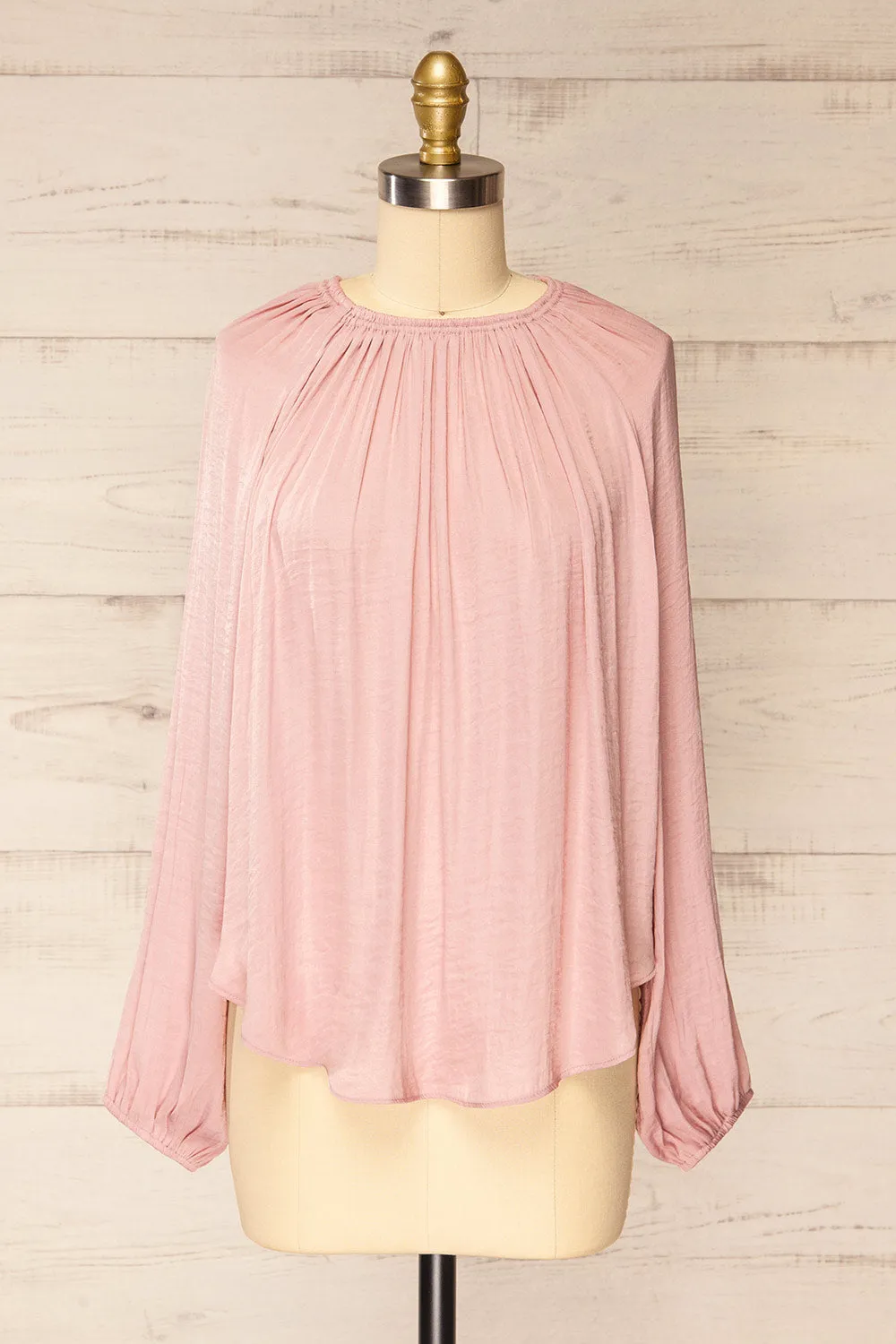 Attopu Mauve | Oversized Flowy Blouse w/ Long Sleeves