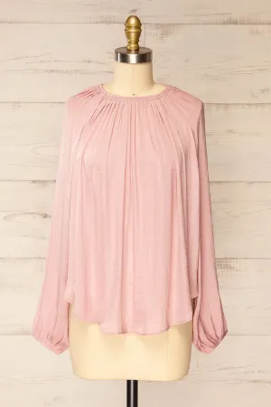 Attopu Mauve | Oversized Flowy Blouse w/ Long Sleeves