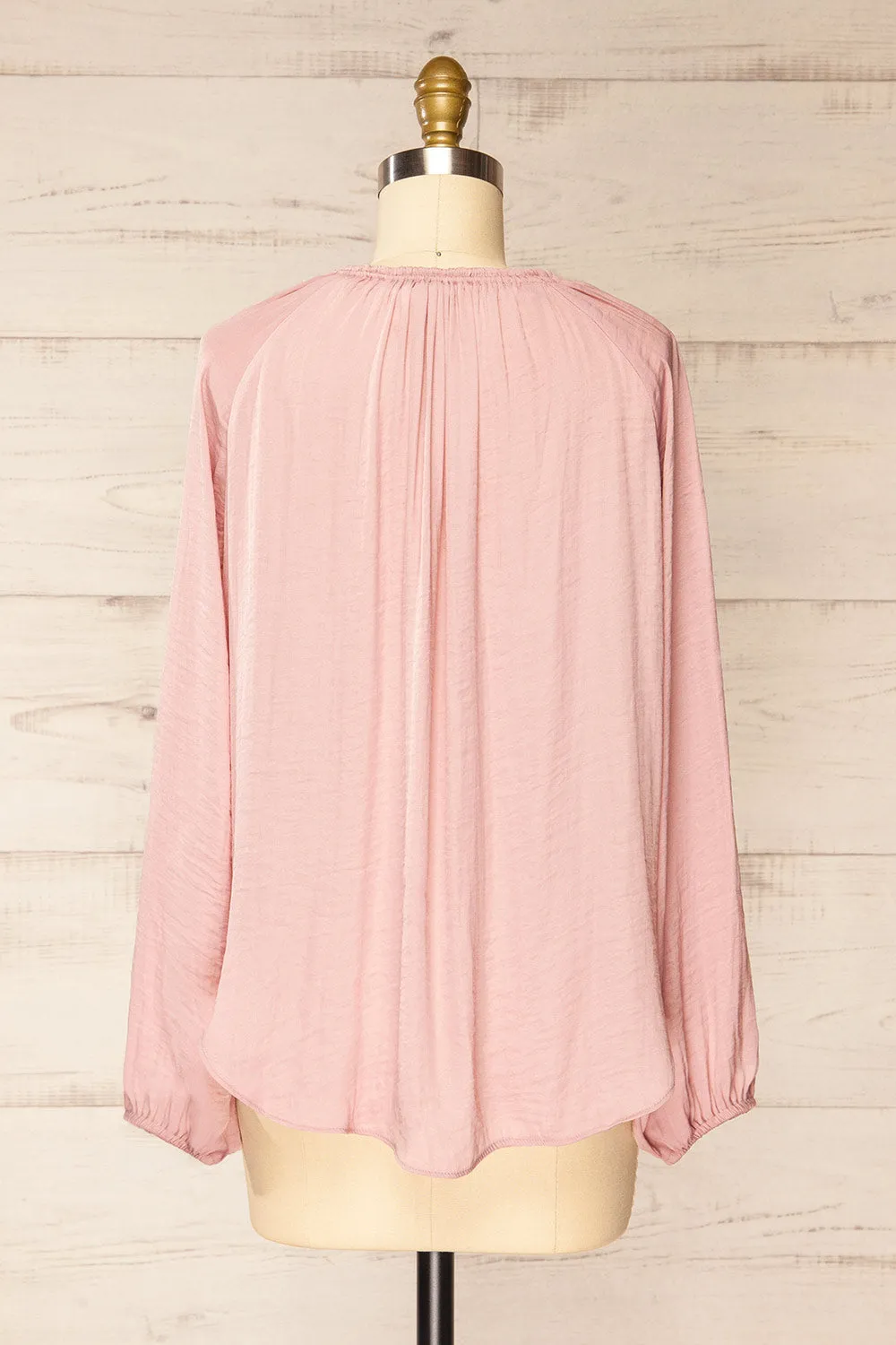 Attopu Mauve | Oversized Flowy Blouse w/ Long Sleeves