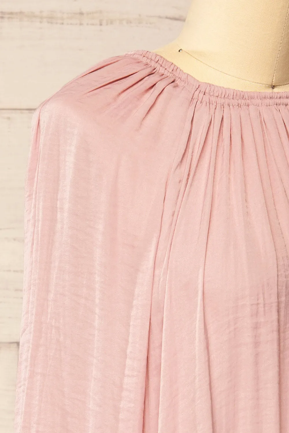 Attopu Mauve | Oversized Flowy Blouse w/ Long Sleeves