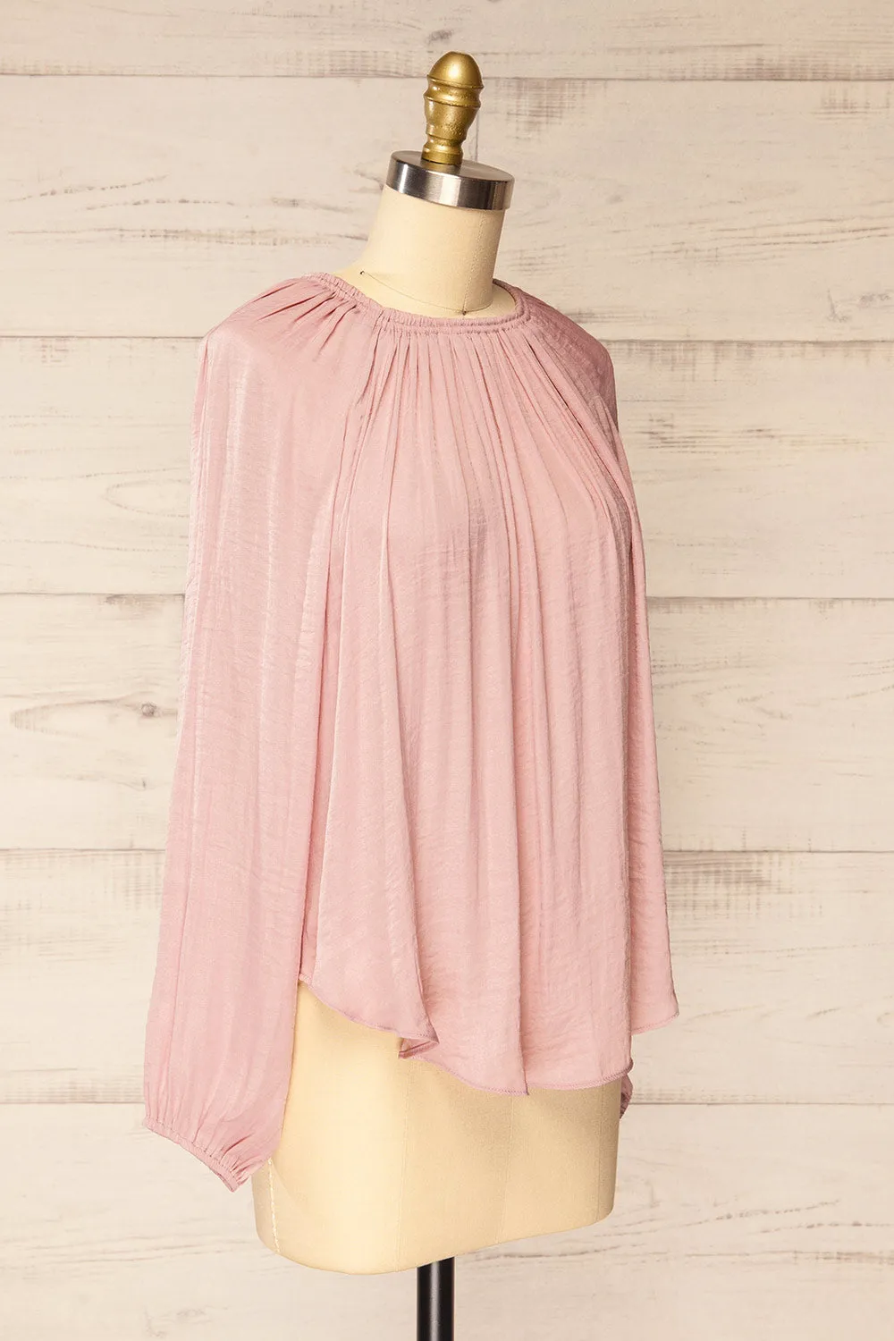 Attopu Mauve | Oversized Flowy Blouse w/ Long Sleeves