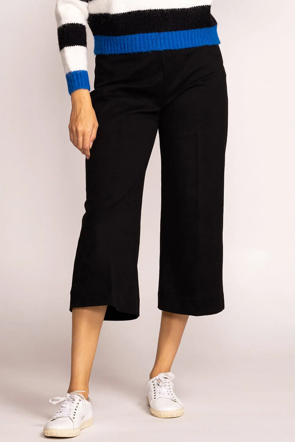 Auckland Black | Cropped Felt Wide-Leg Pants