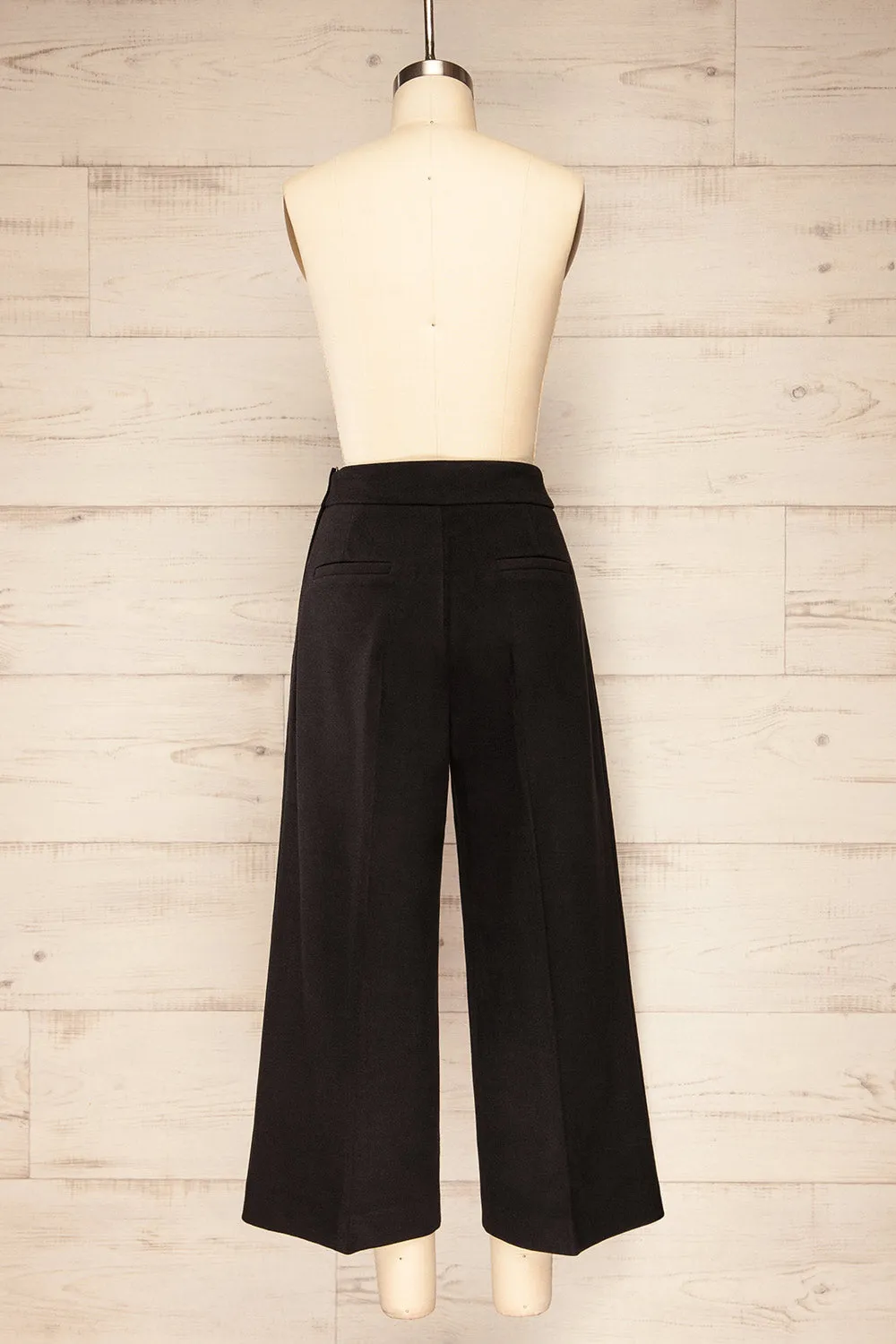 Auckland Black | Cropped Felt Wide-Leg Pants