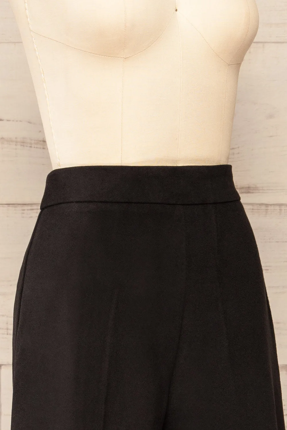 Auckland Black | Cropped Felt Wide-Leg Pants