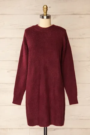 Audernade | Short Burgundy Knit Dress