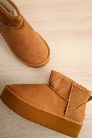 Aupaluk | Beige Platform Ankle Boots
