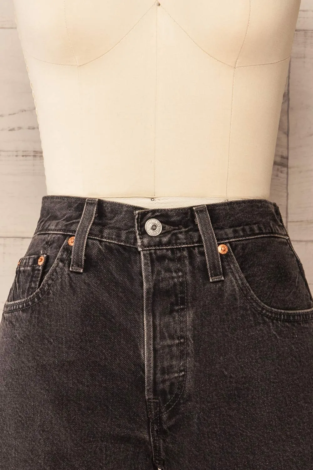 Aviles | Distressed Black High Rise Shorts