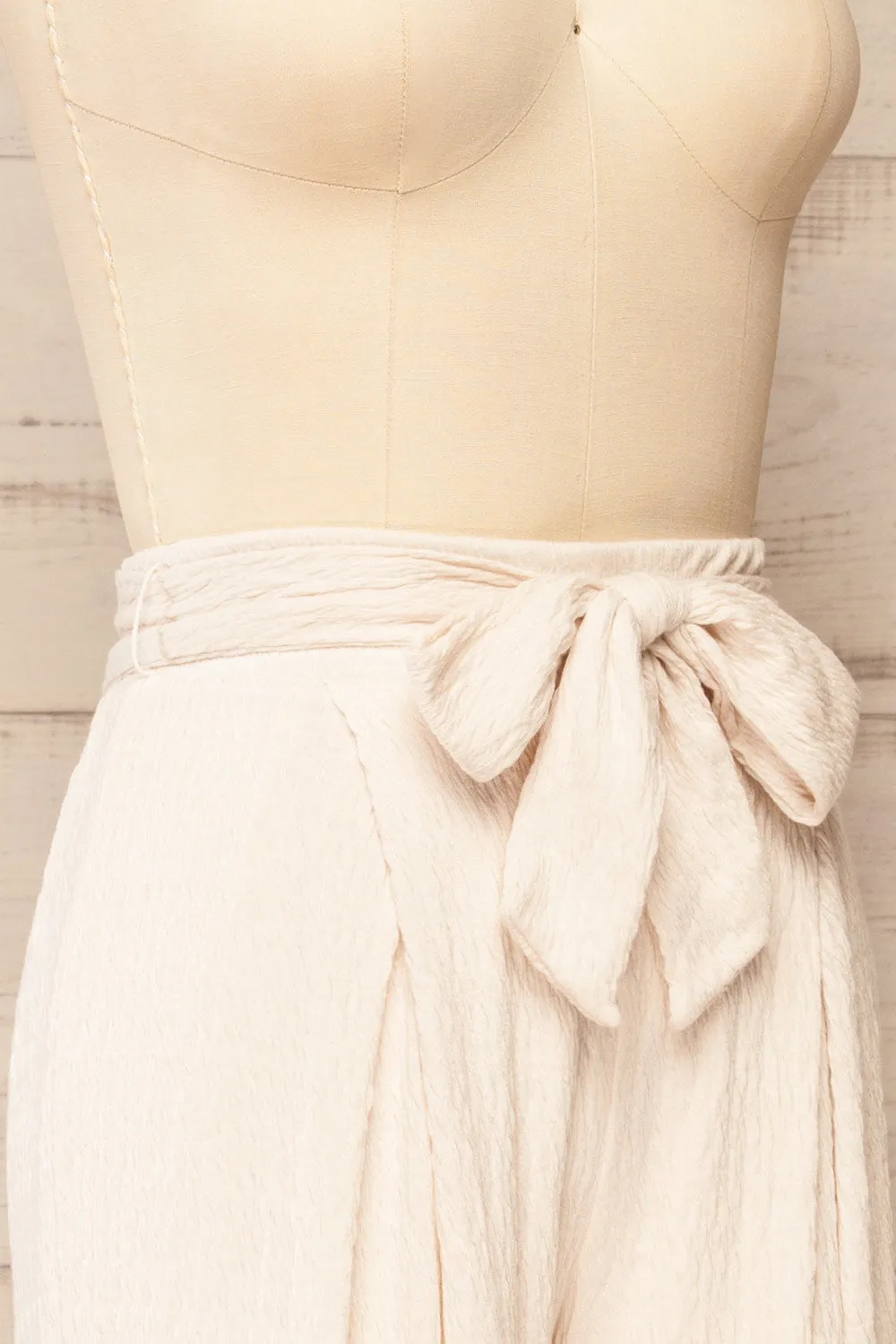 Babylone | Textured Ivory Pants w/ Fabric Belt