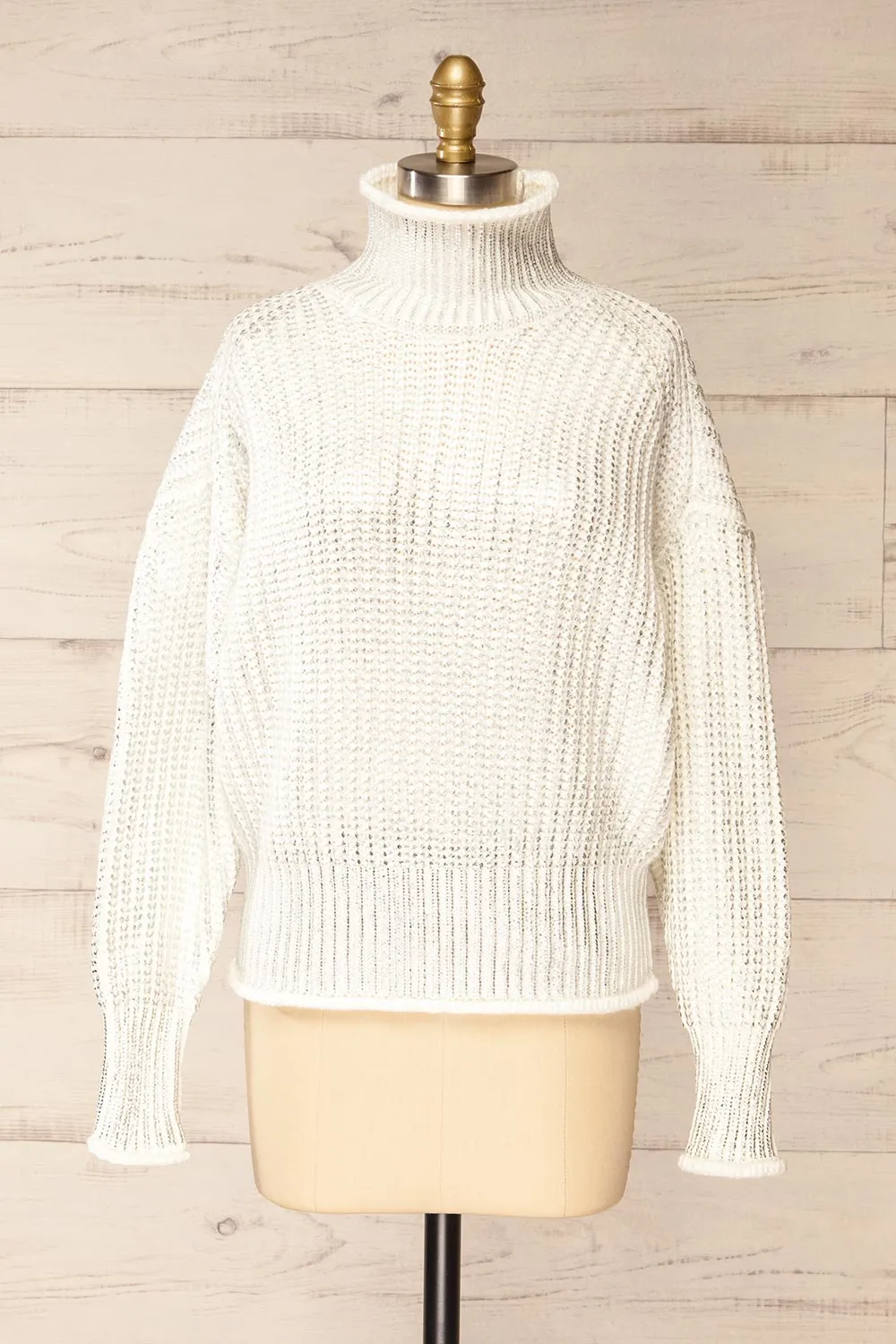 Badalona | White Knit Sweater w/ Silver Foil