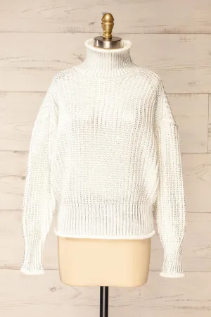 Badalona | White Knit Sweater w/ Silver Foil