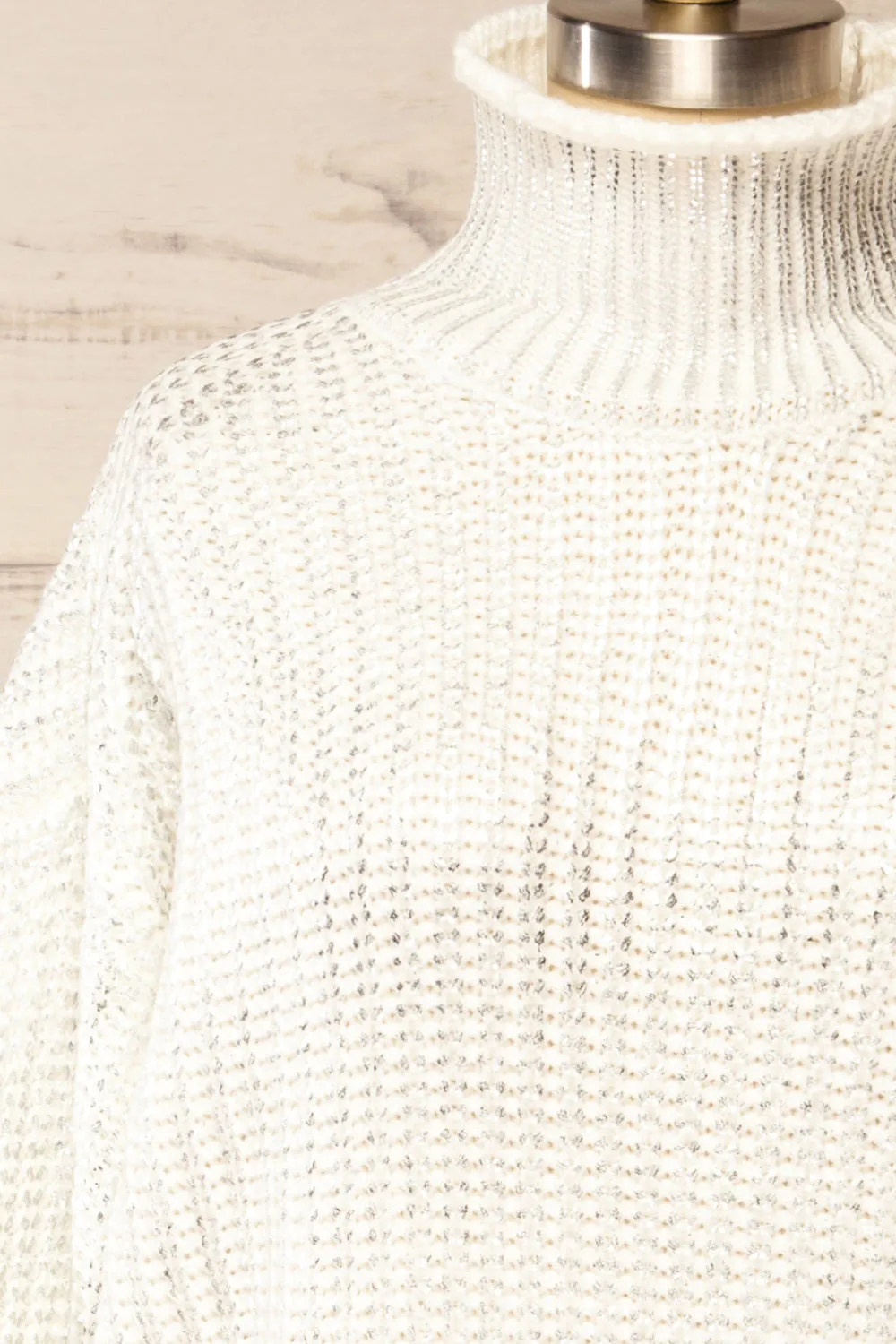 Badalona | White Knit Sweater w/ Silver Foil