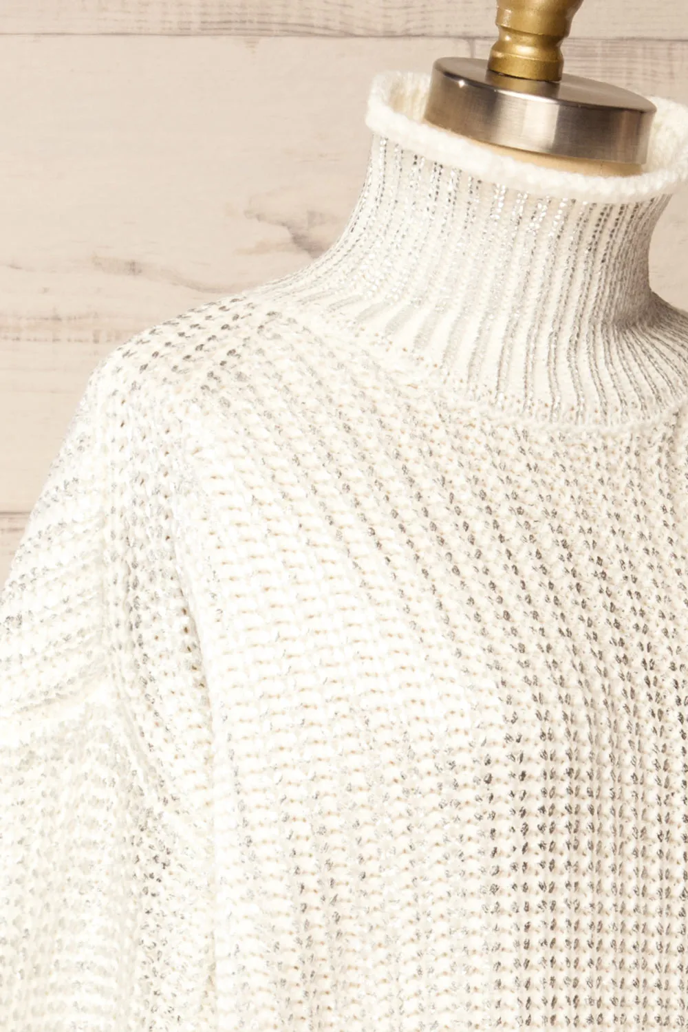 Badalona | White Knit Sweater w/ Silver Foil