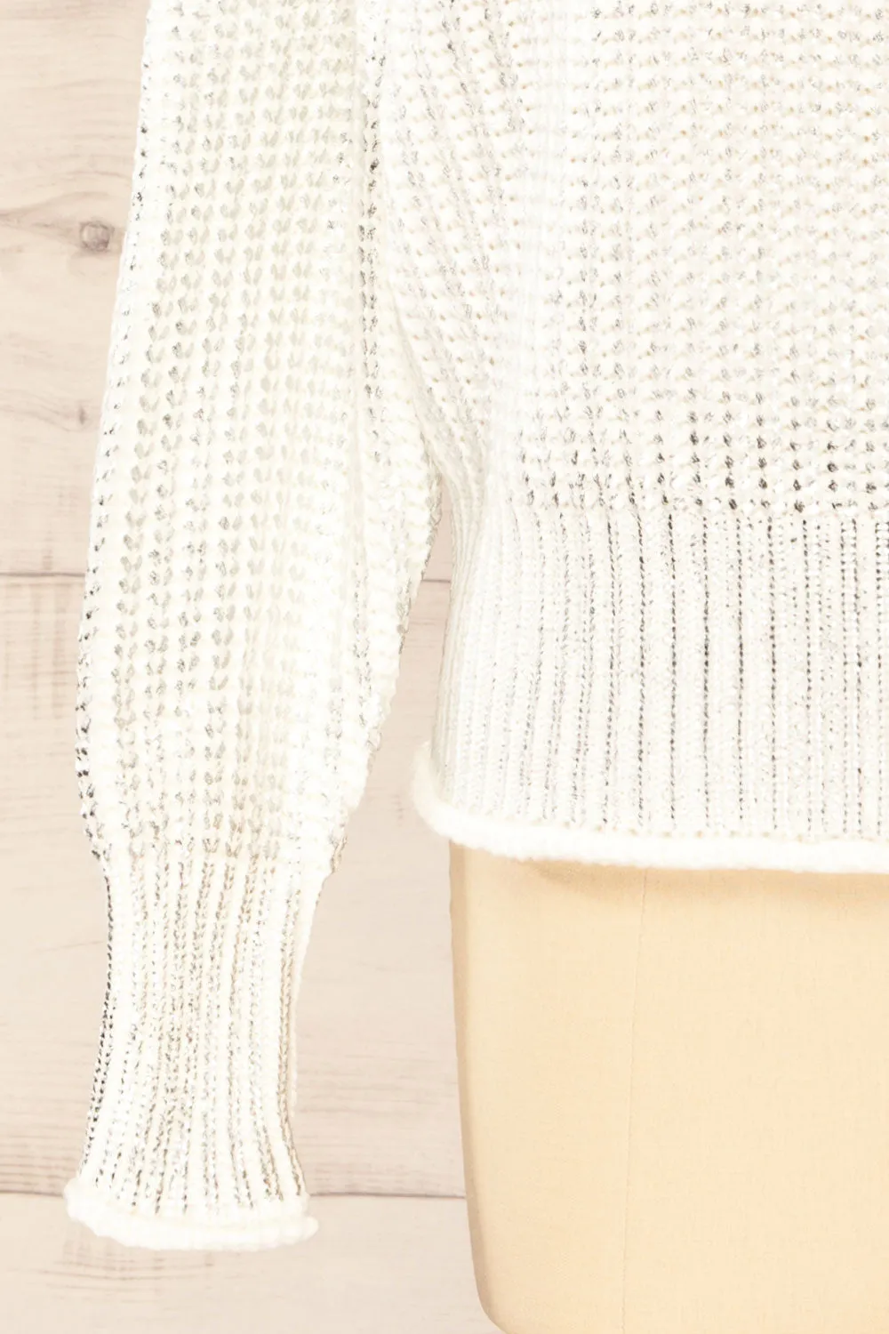 Badalona | White Knit Sweater w/ Silver Foil