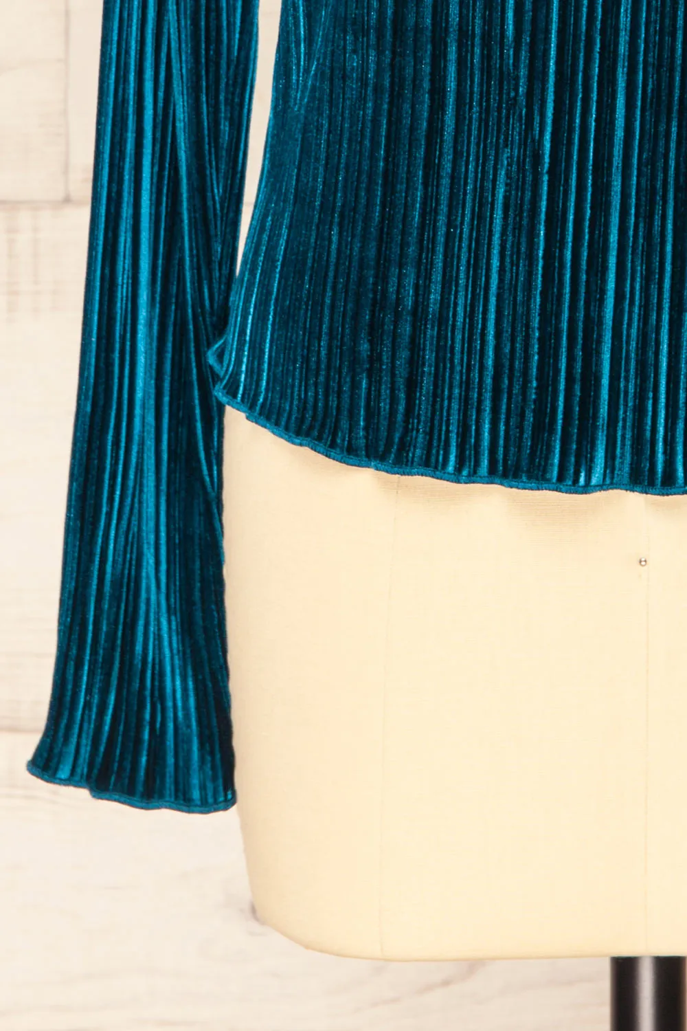 Bagnolet Teal | Ribbed Top w/ Stand Collar