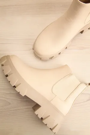 Barakaldo Ivory | Faux-Leather Chelsea Boots