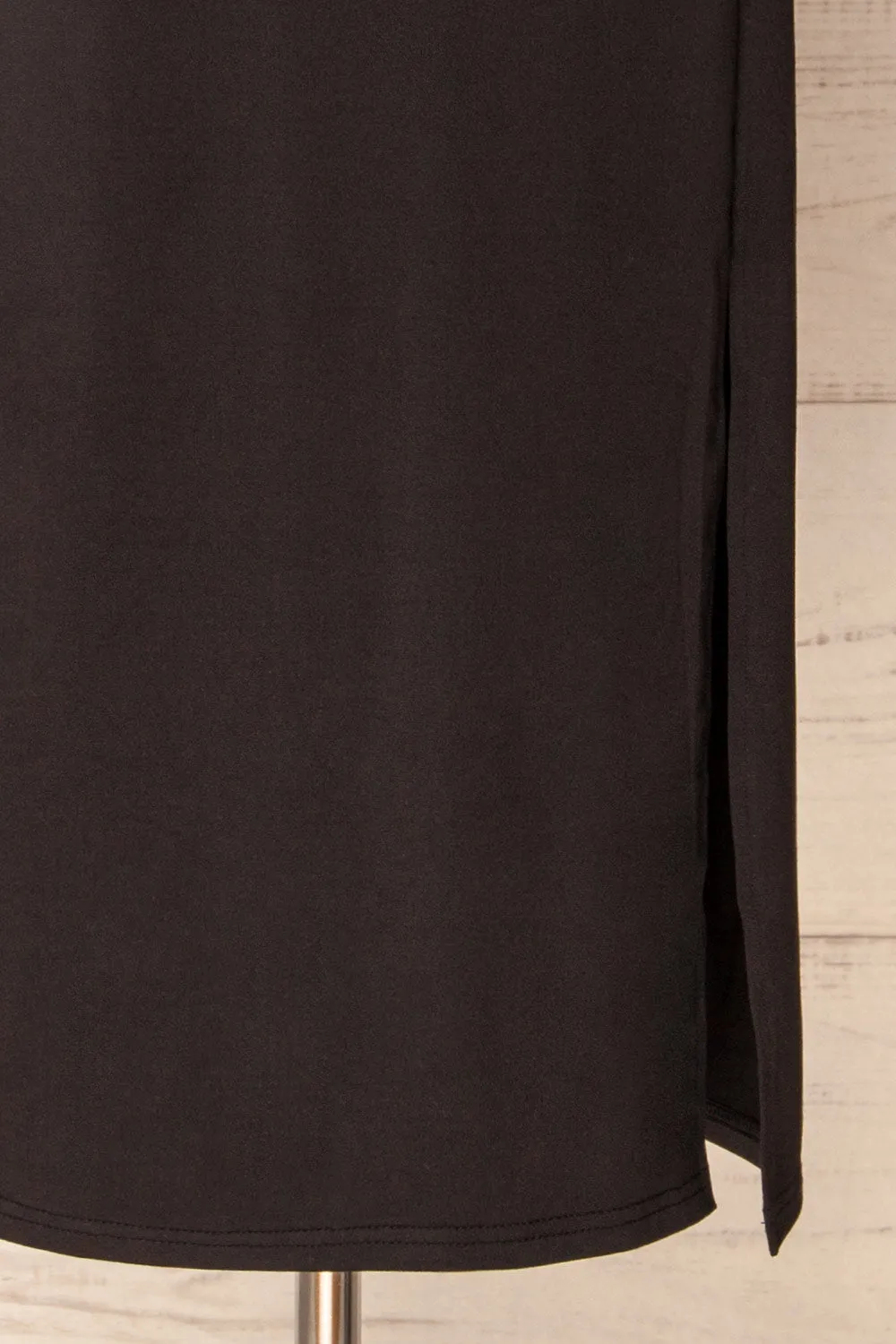 Barick | Black Midi Skirt w/ Elastic Waistband