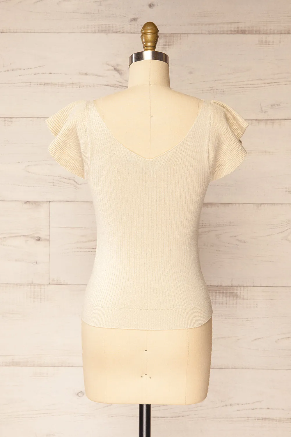 Basrah Beige | Knitted V-Neck Top