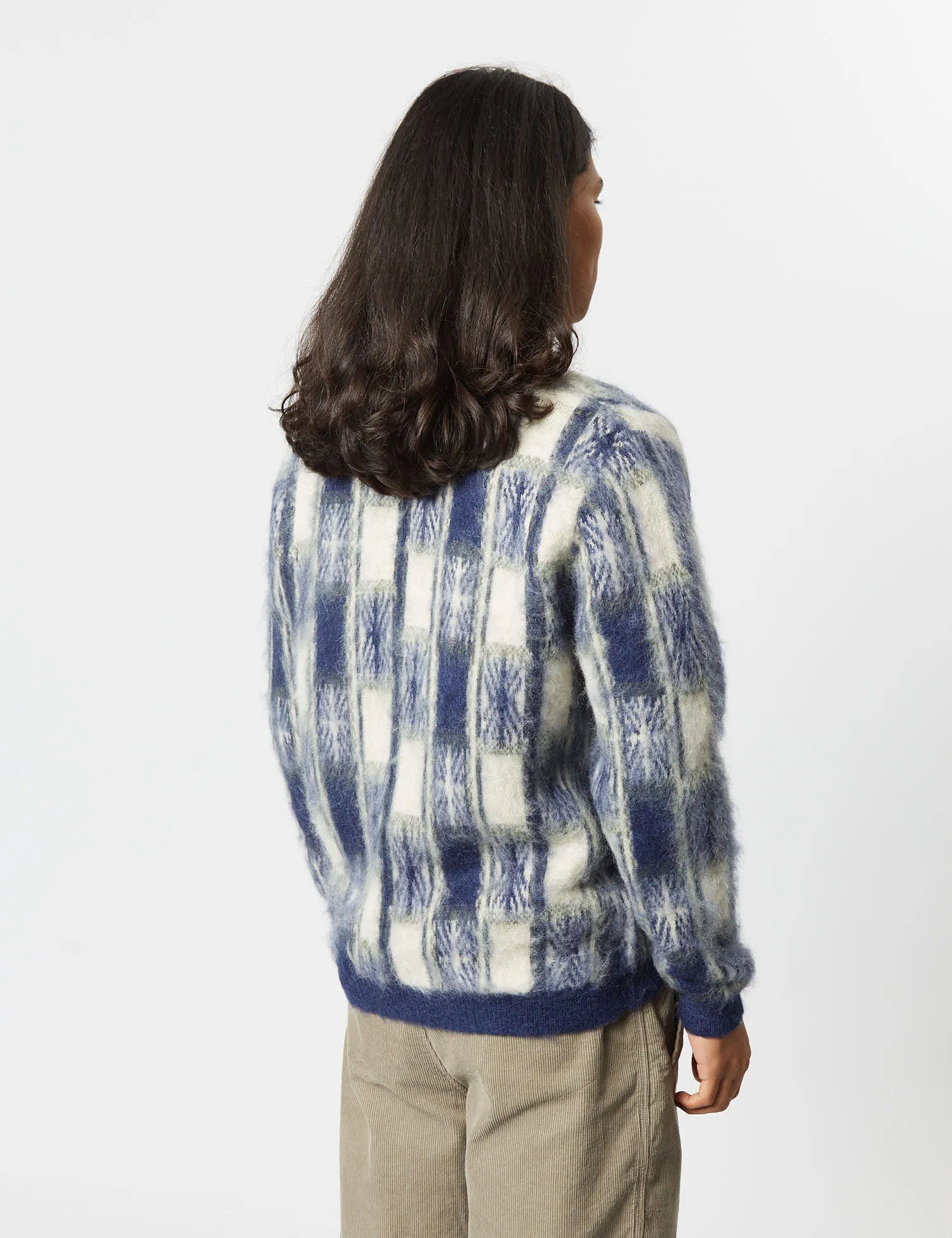 Beams Plus Jacquard Cardigan (Check) - Navy Blue
