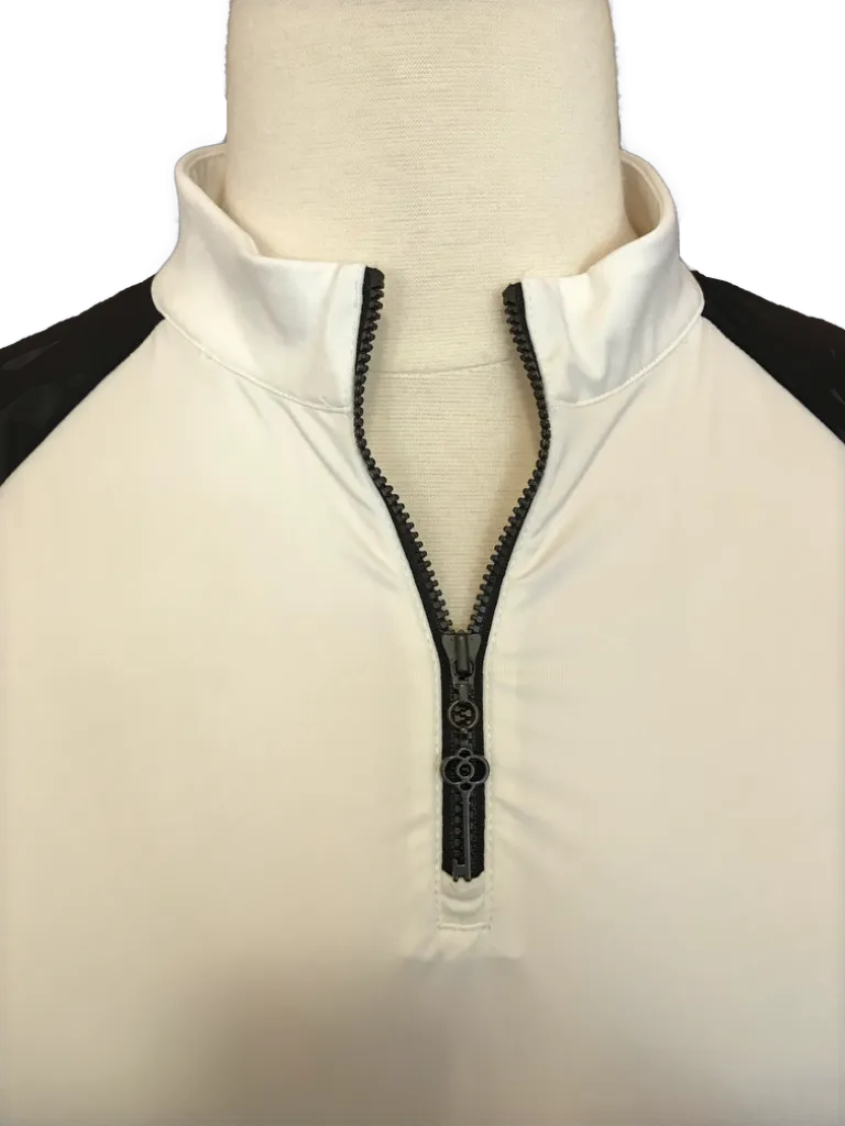 Belyn Key Cap Sleeve White Black & Purple Mock Neck Golf Polo Size XXL