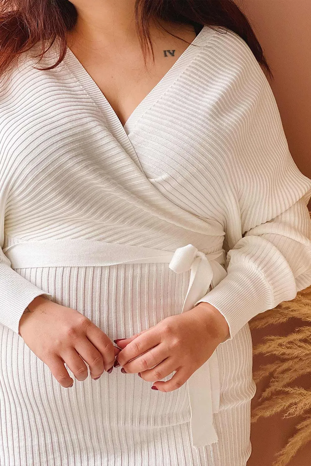 Bergame Ivory | Knitted Wrap Dress