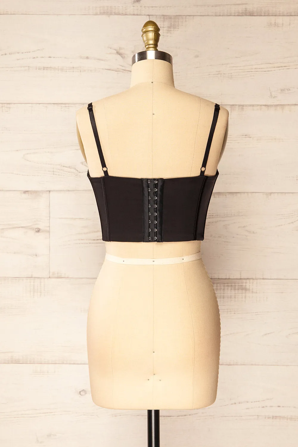 Bergen Black | Cropped Corset w/ Lace Trim