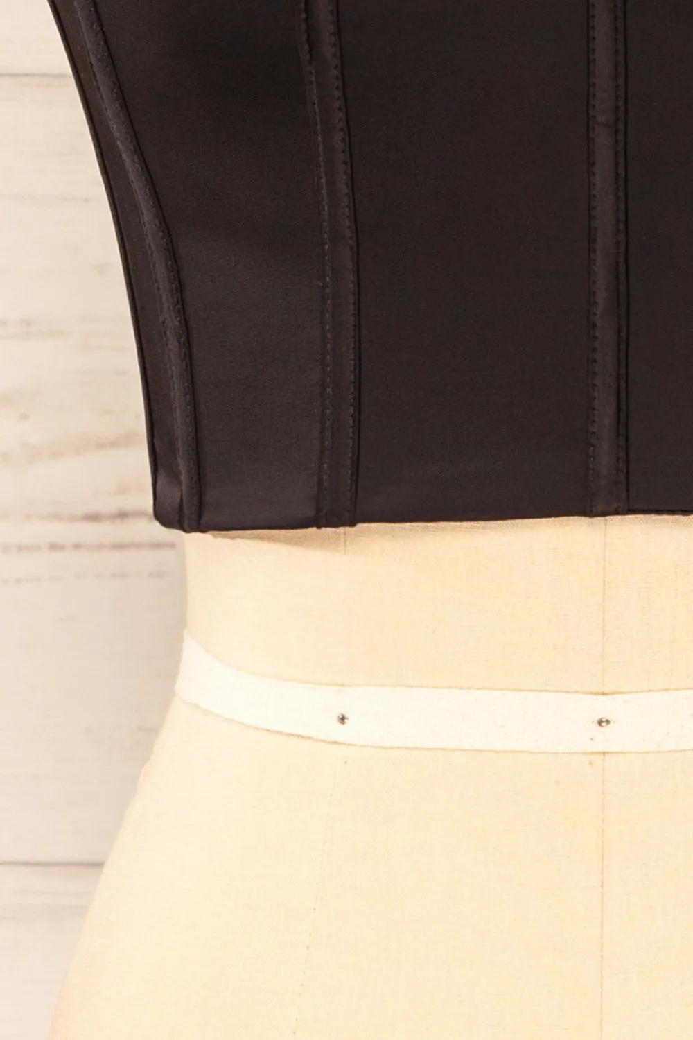Bergen Black | Cropped Corset w/ Lace Trim