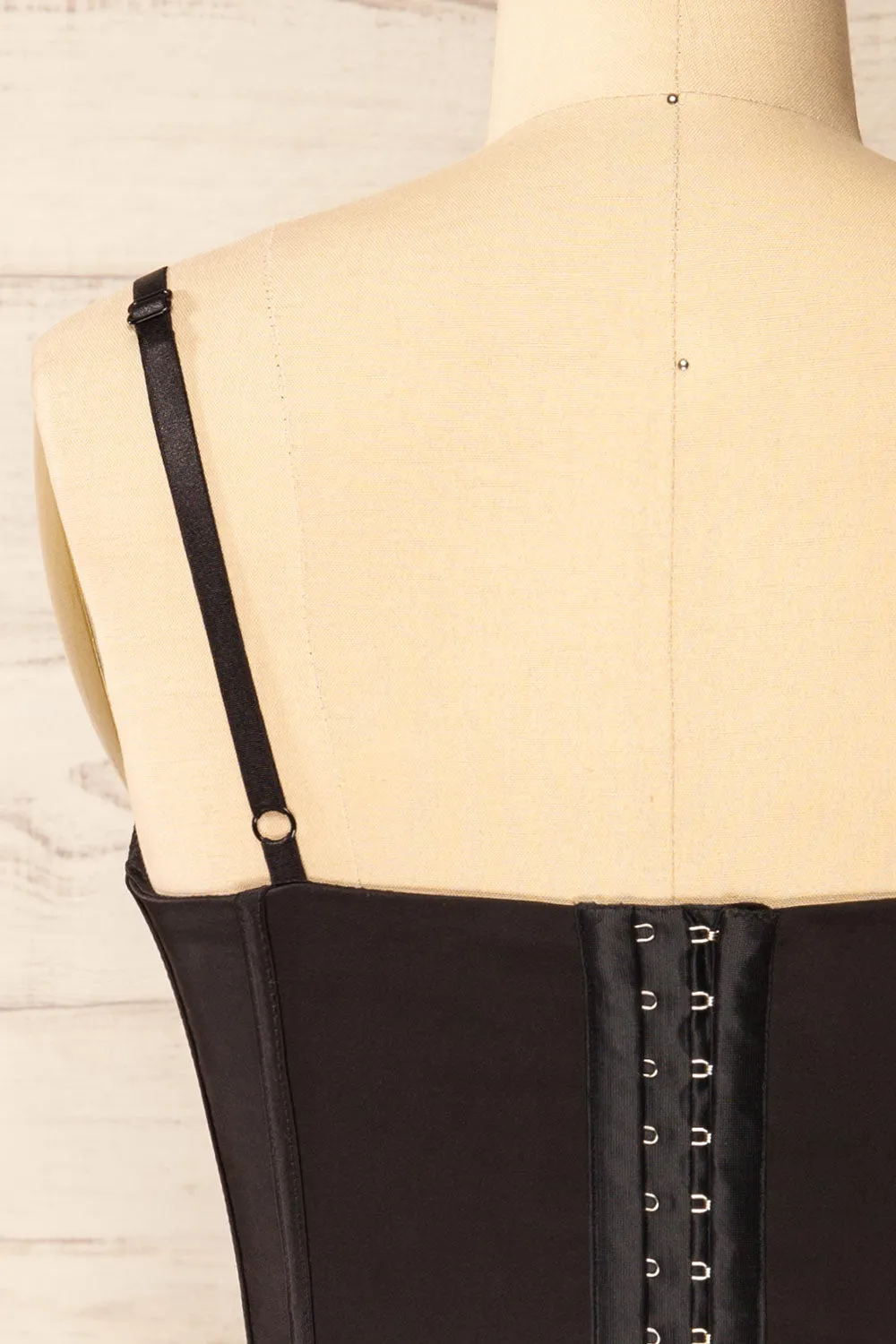 Bergen Black | Cropped Corset w/ Lace Trim